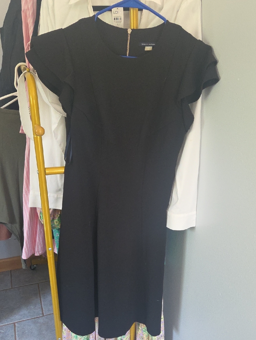 Tommy Hilfiger Black Flutter Sleeve Midi Dress